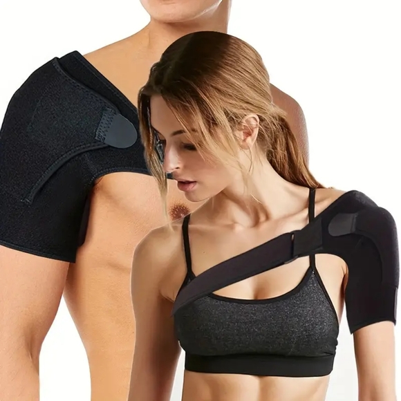 NWOT Black Neoprene Shoulder Stability Adjustable Brace Support Strap - Picture 1 of 17